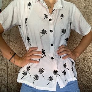 Hawaiian Palms embroidered button up